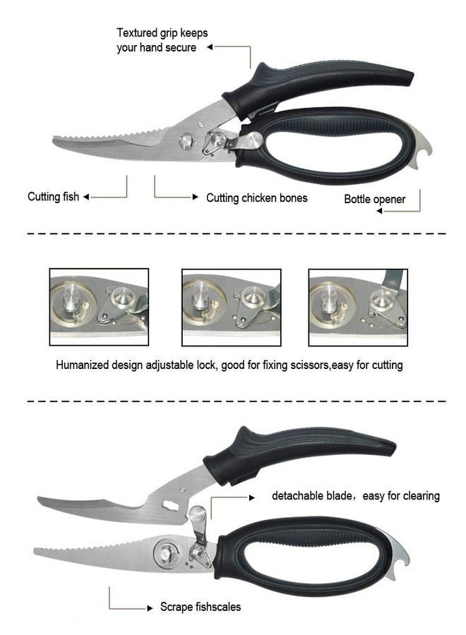 Gerior Poultry Shears - Heavy Duty Kitchen Scissors for Cutting Chicken, Poultry, Game, Bone, Meat - Chopping Food - Spring Loaded - Image 3